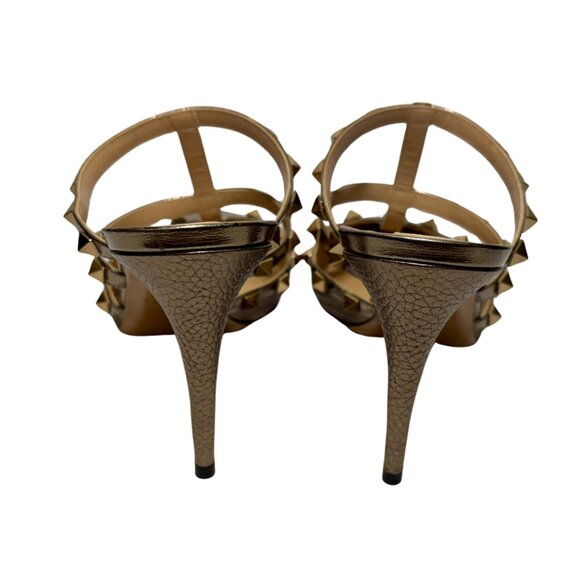 VALENTINO GARAVANI Leather Rockstud Heeled Sandals, Bronze; Size 39 (EU) - Picture 4 of 4
